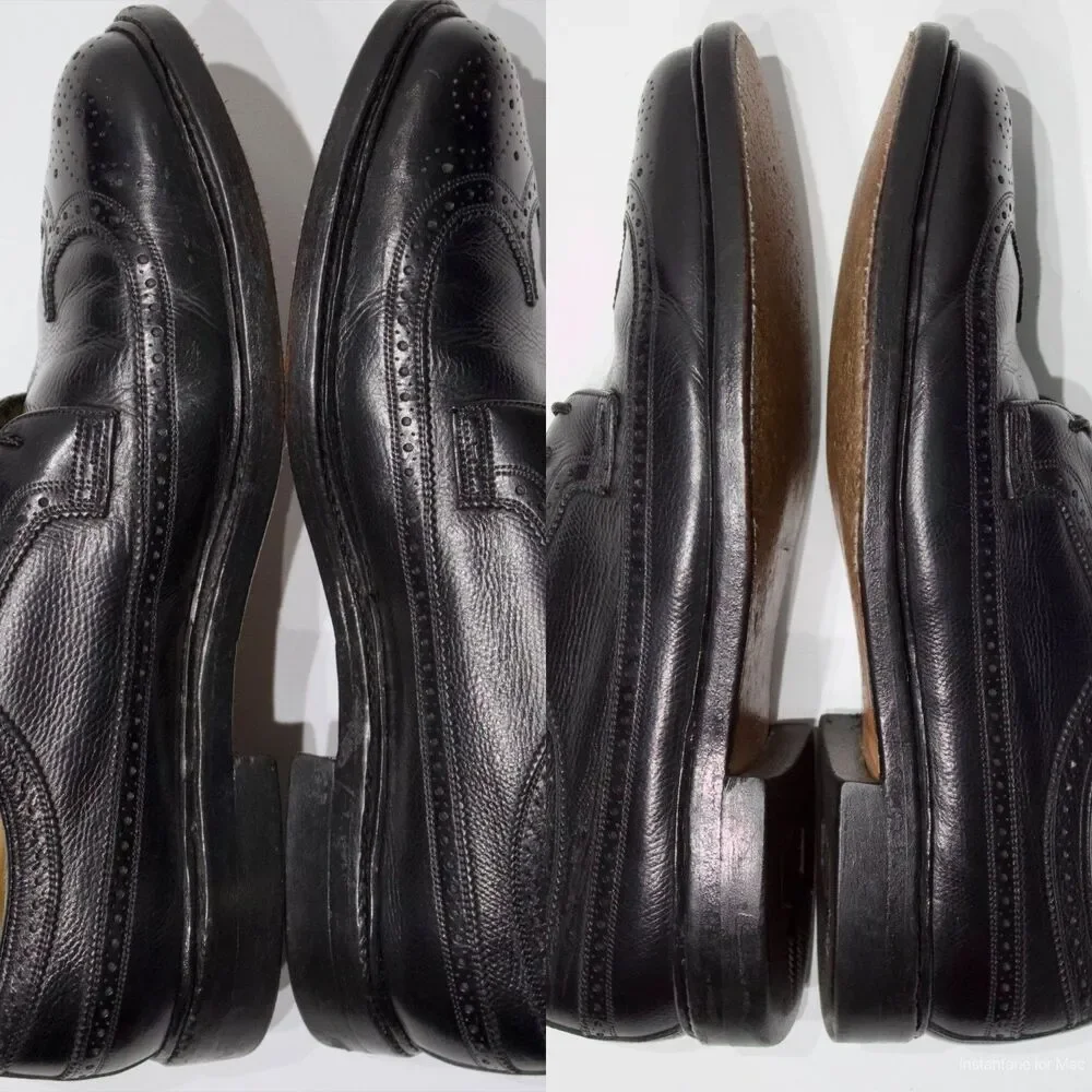 Florsheim Imperial Made in USA Black Leather Wingtip Oxford Shoes Men Size 9D
